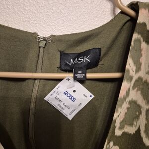 MSK Khaki Dress with Patterned Accent